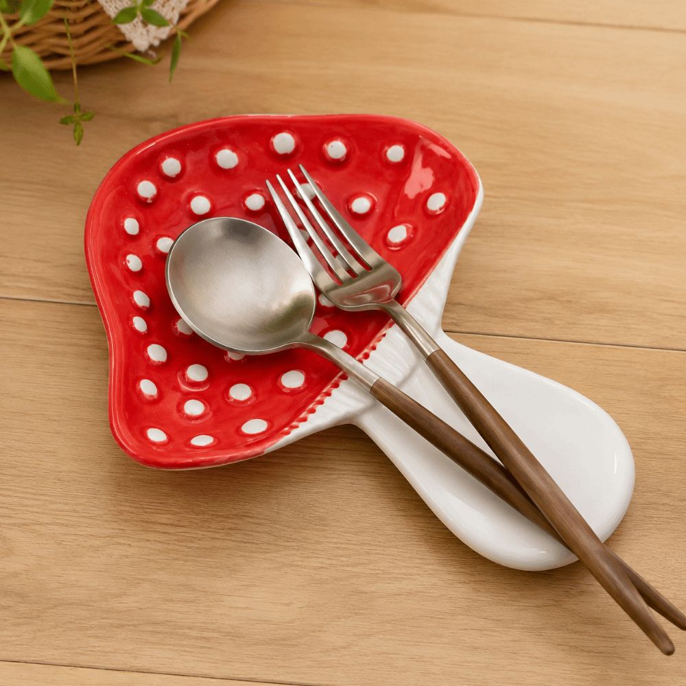 Chopstick Rest Ceramic - Ceramic Mushroom Spoon Holder Heat-Resistant Multi-purpose