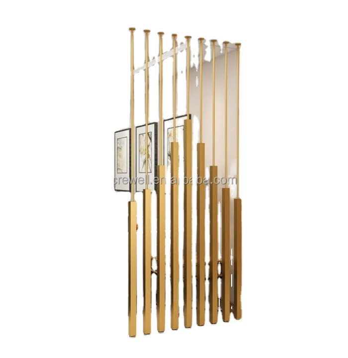 Shoji Screen Divider - Luxury Gold Metal Pillar Room Divider