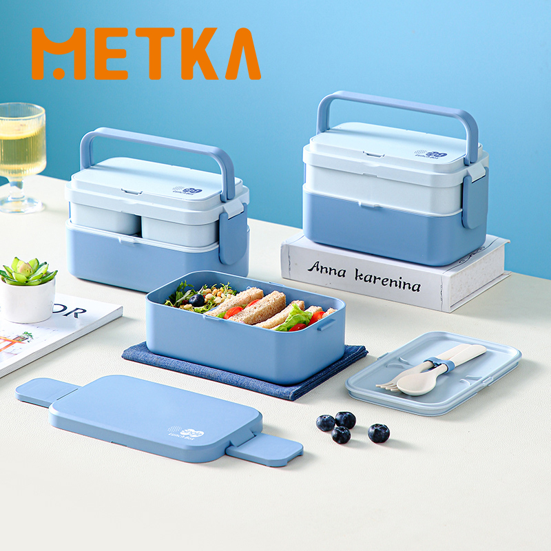 Picnic Lunch Box Bamboo Fiber  - Bento Box Two Tier 评论和价格