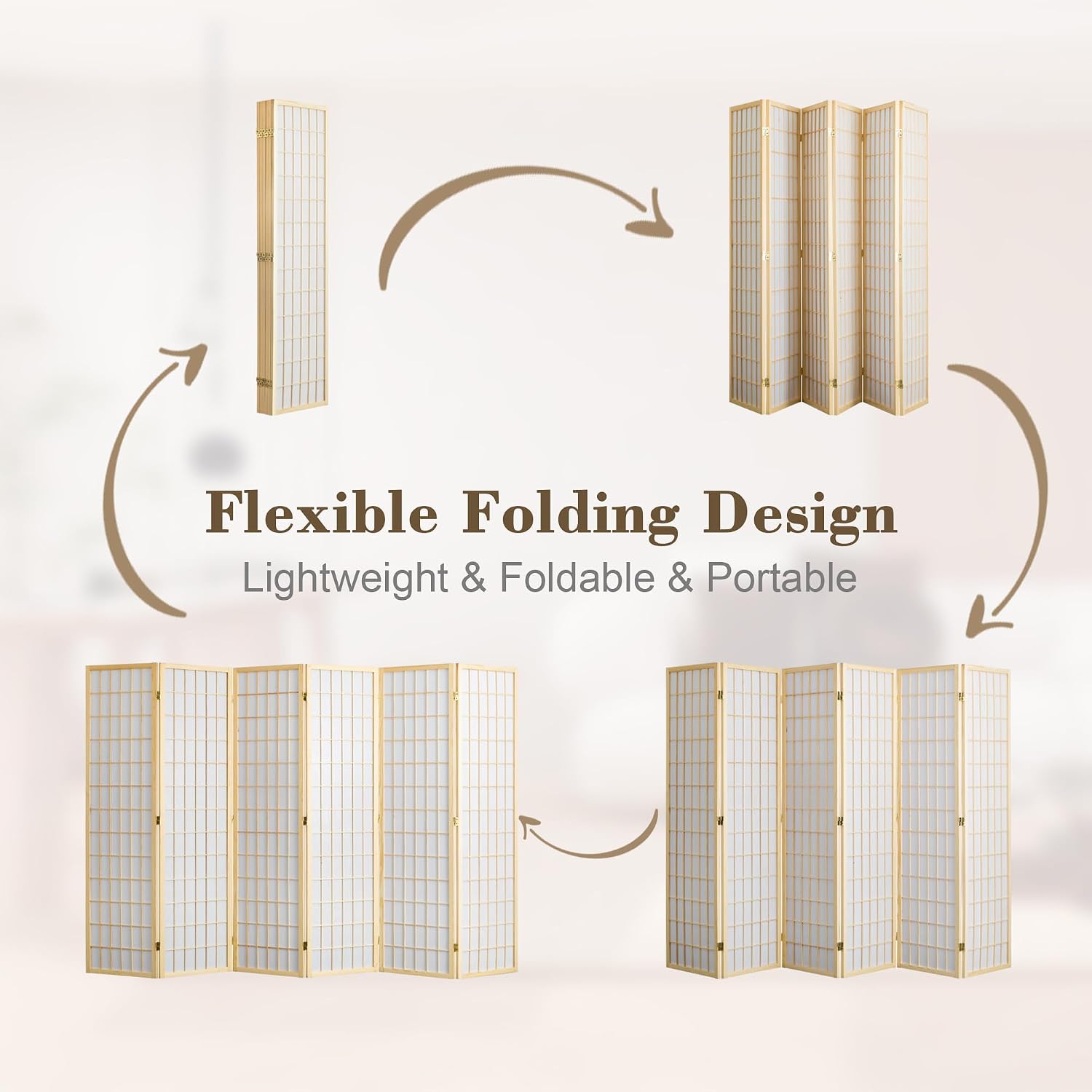 6 Panel Folding Room Divider P - Shoji Screen Divider 评论和价格