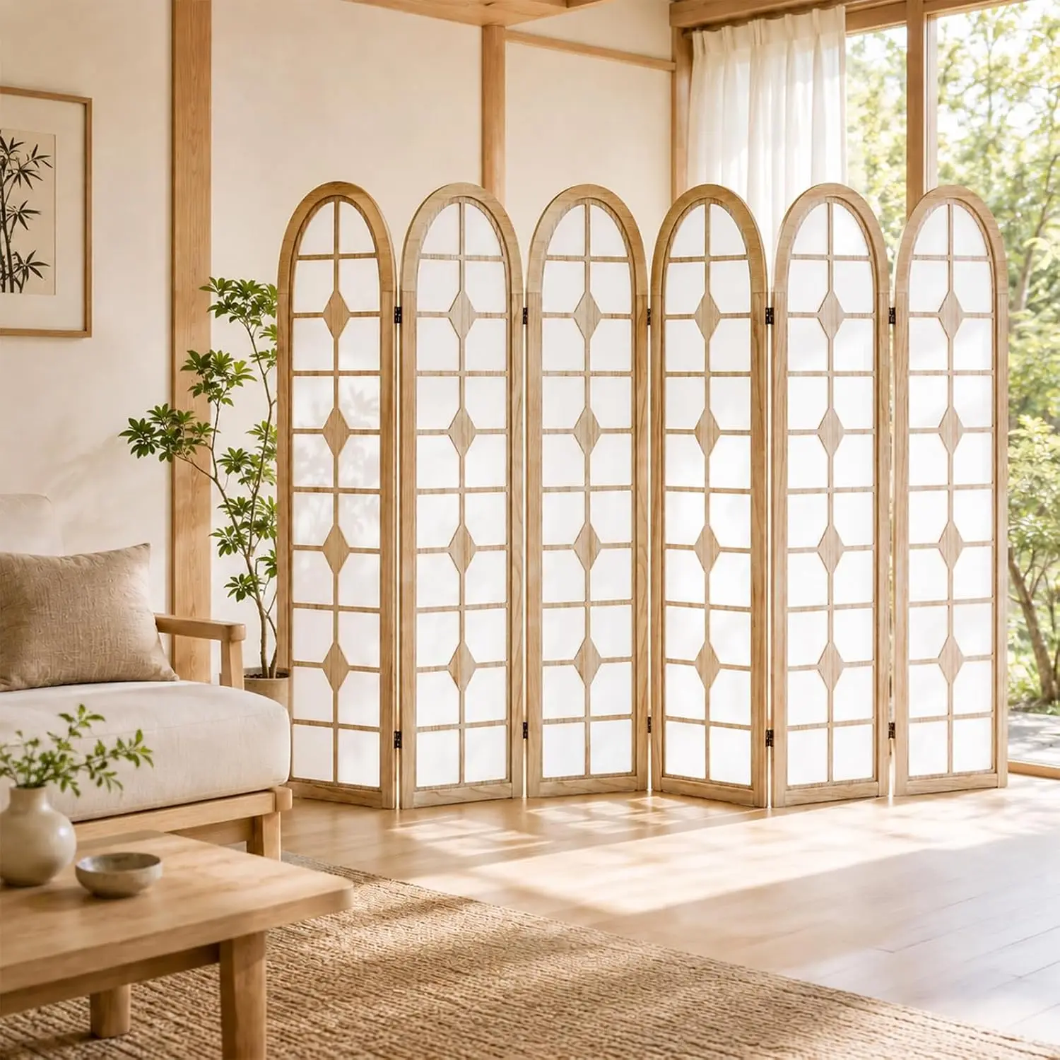 6 Panel Shoji Room Divider, Wo - Shoji Screen Divider 评论和价格
