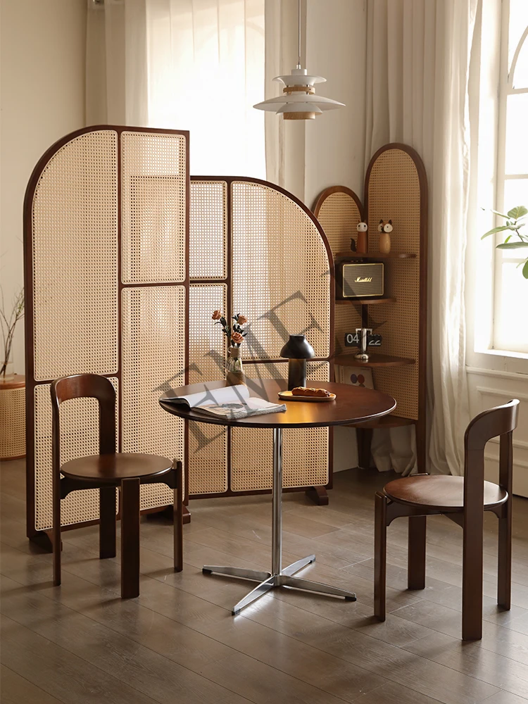 Retro Solid Wood Rattan Subare - Shoji Screen Divider 评论和价格