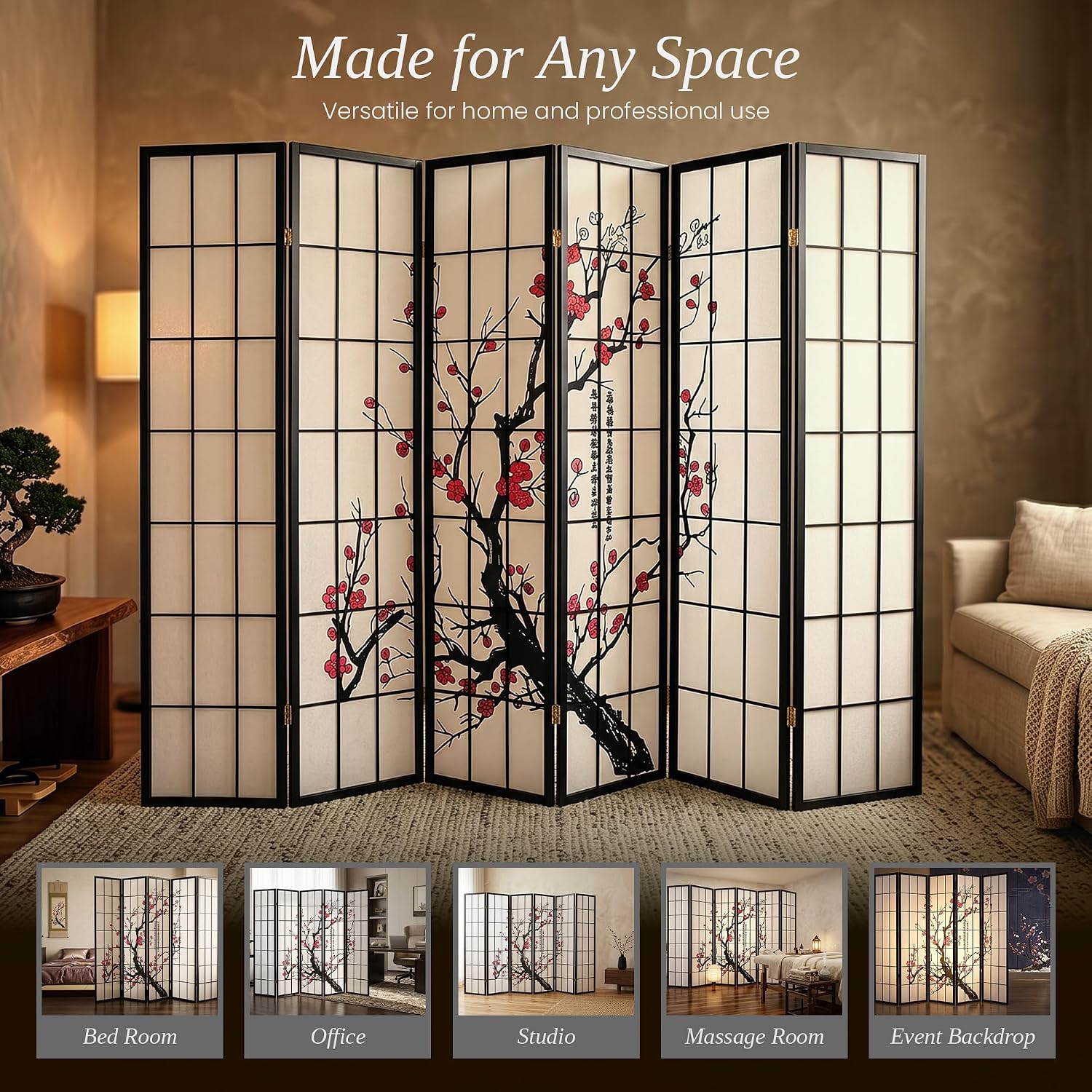 6-Panel Room Divider Shoji Sty - Shoji Screen Divider 评论和价格