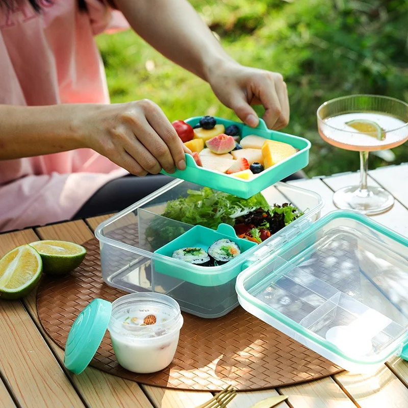 Portable Handle design Double  - Bento Box Two Tier 评论和价格