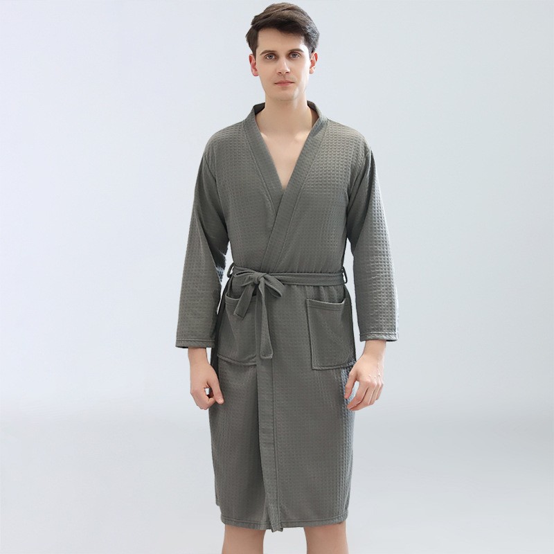 Men's Waffle Bathrobes Sauna C - Kimono Yukata Cotton 评论和价格