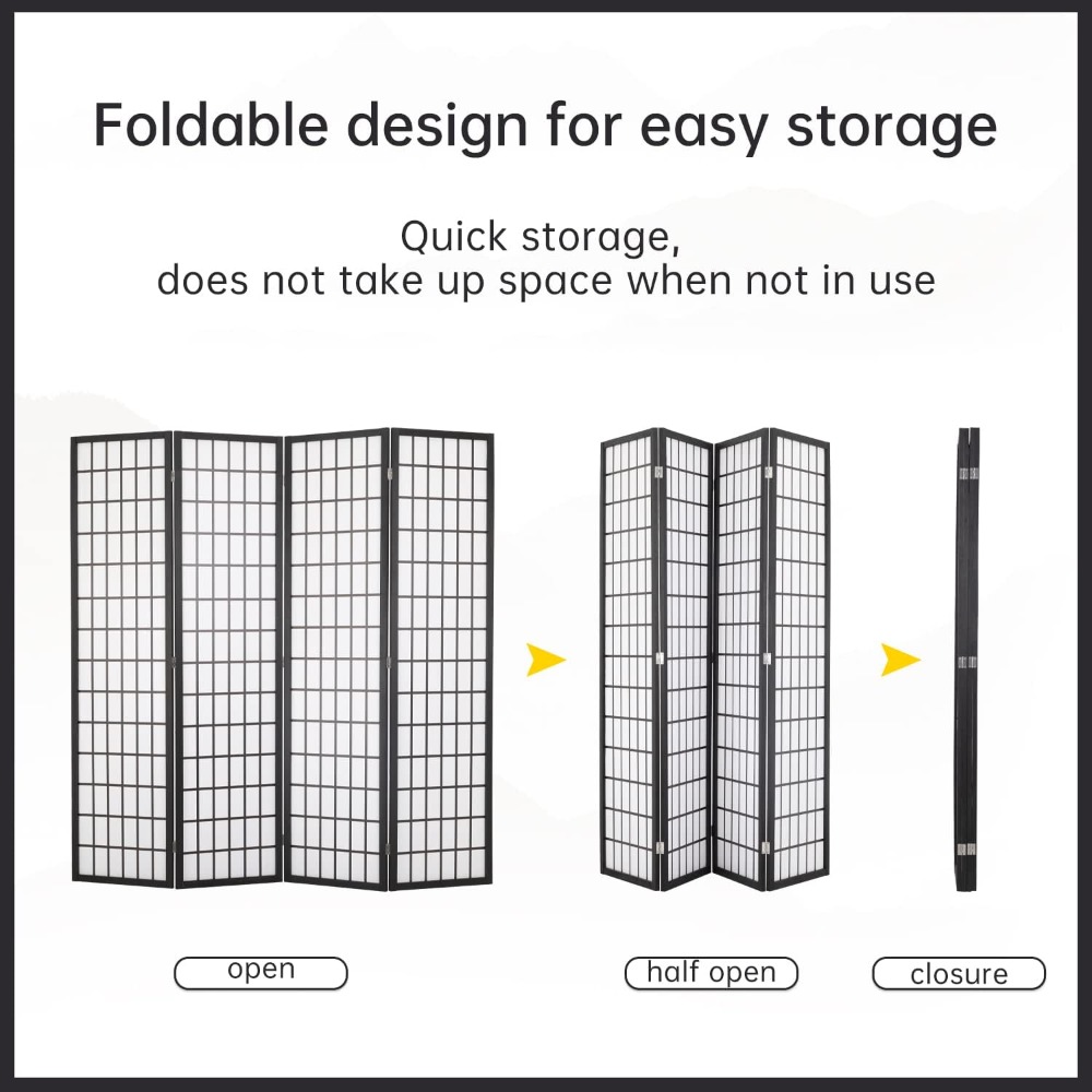 4-Panel Shoji Room Divider, 6F - Shoji Screen Divider 评论和价格