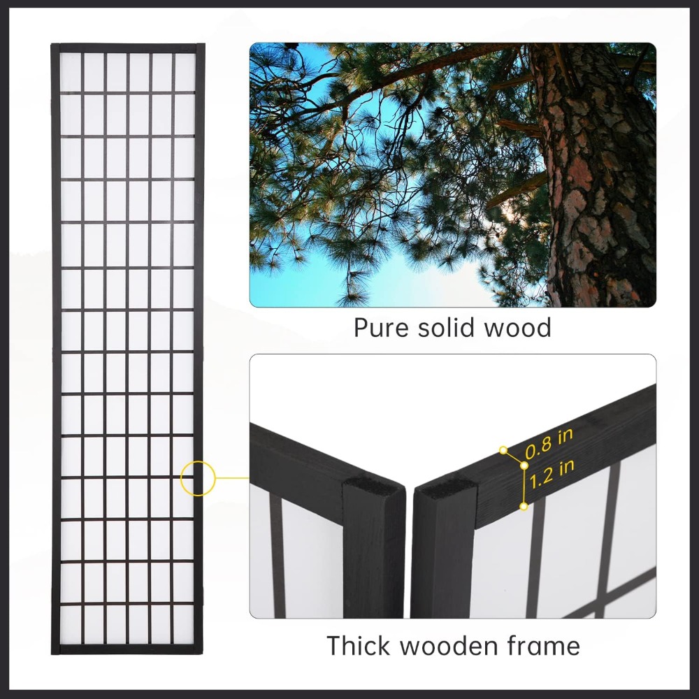 4-Panel Shoji Room Divider, 6F - Shoji Screen Divider 评论和价格